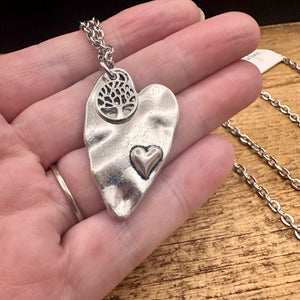 Heart and Mini Tree Pendant Necklace