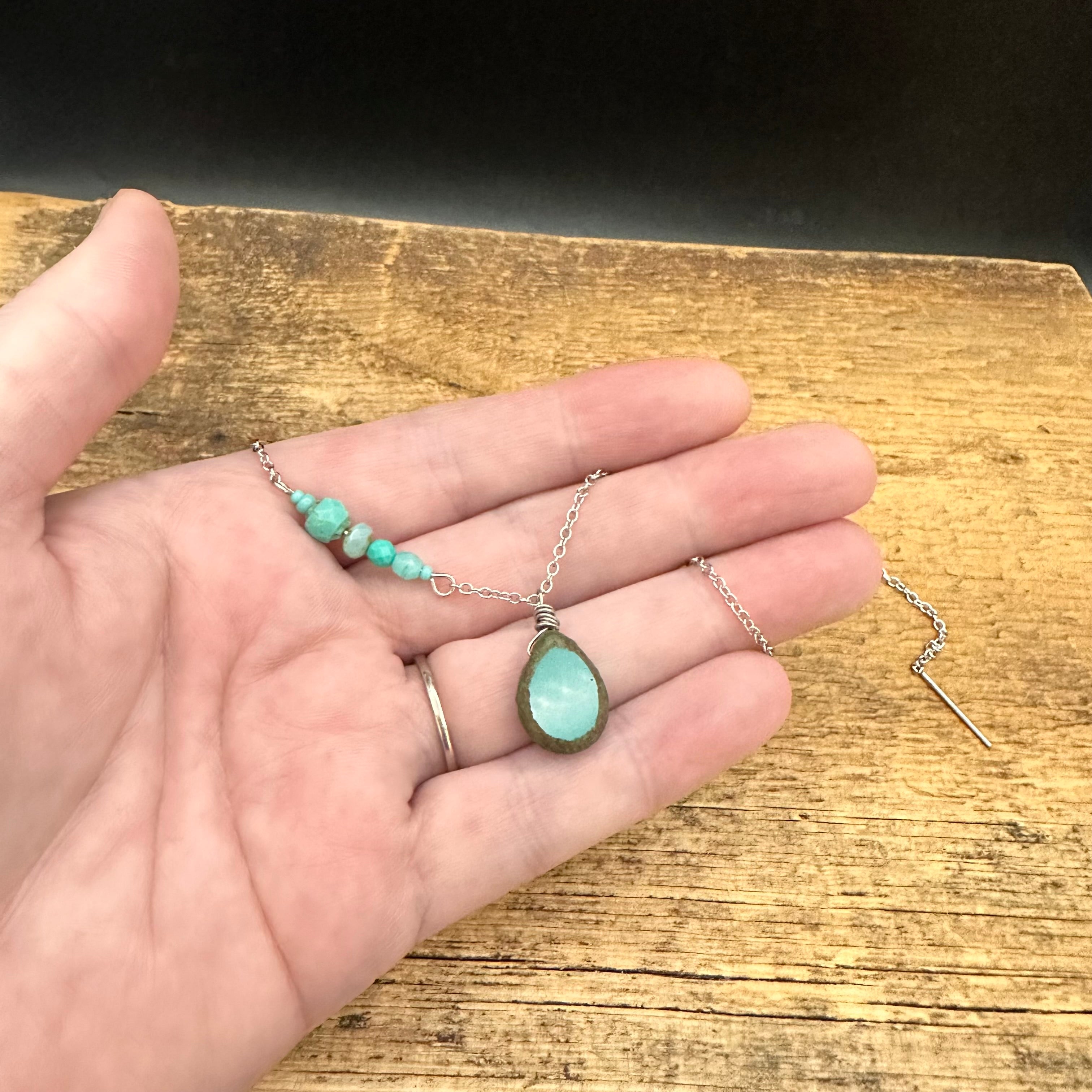 Teal Teardrop Adjustable Necklace