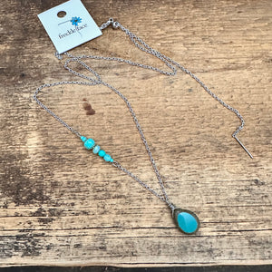 Teal Teardrop Adjustable Necklace