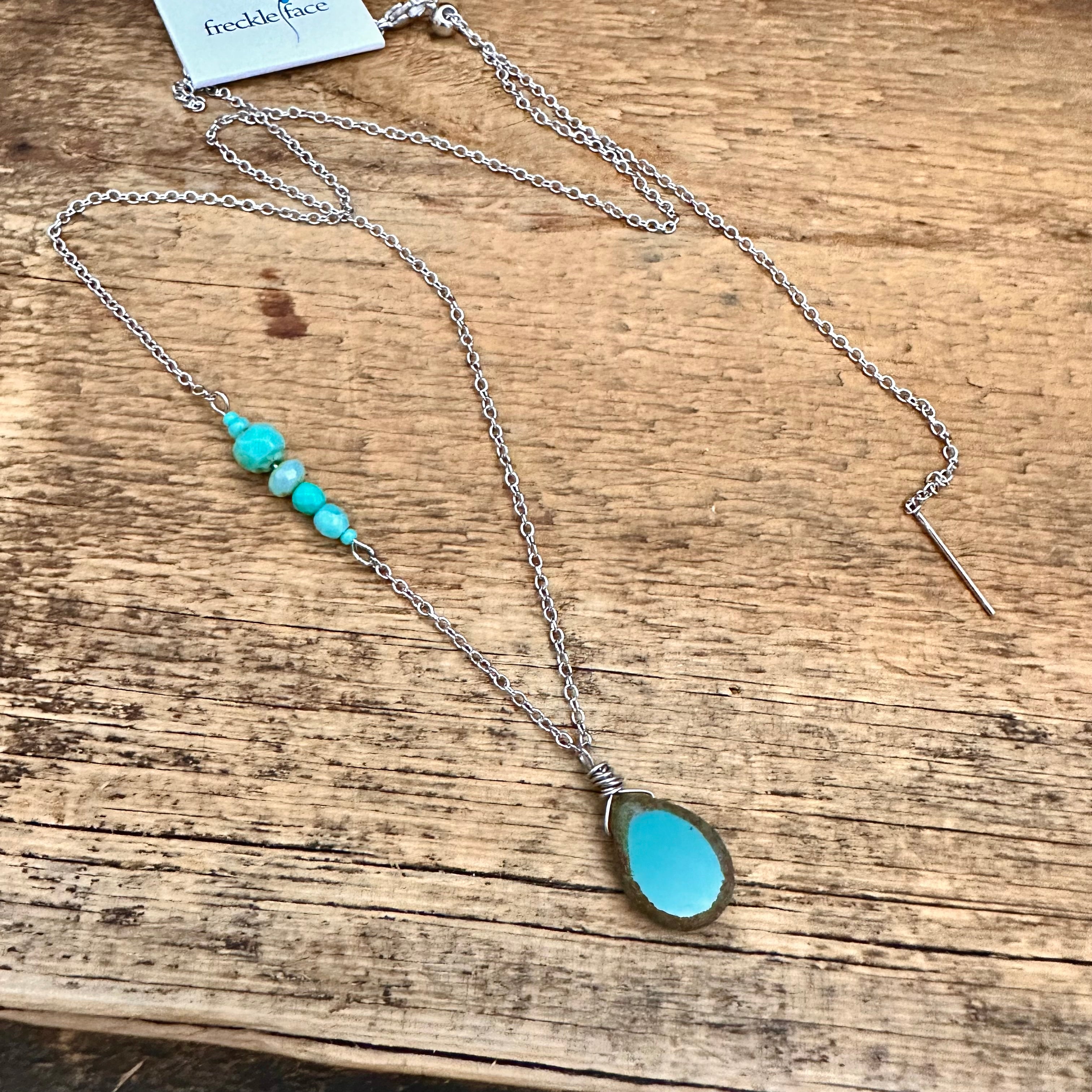 Teal Teardrop Adjustable Necklace