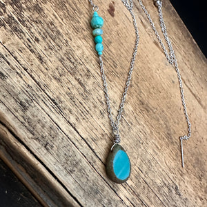 Teal Teardrop Adjustable Necklace