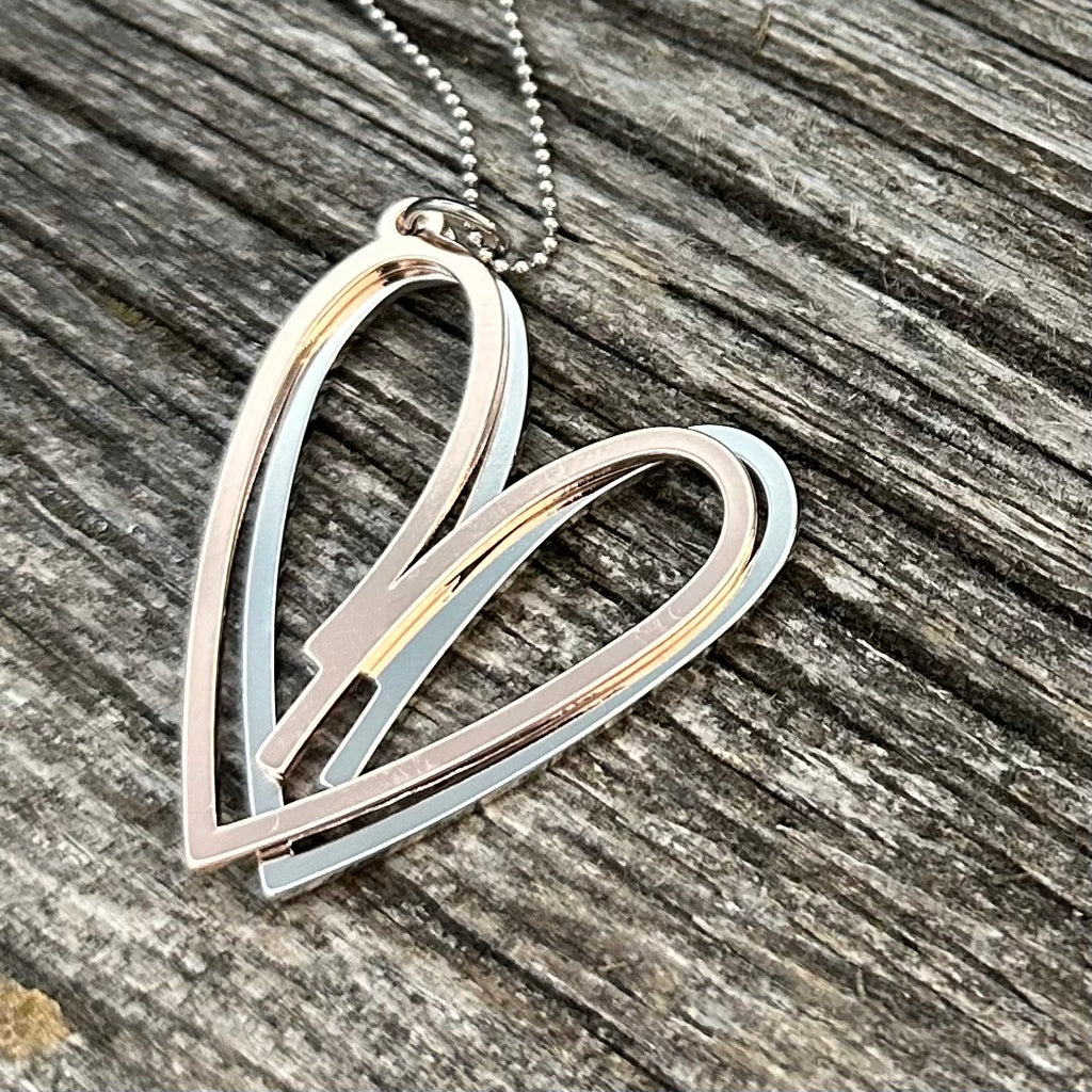 Simple Double Heart Long Necklace