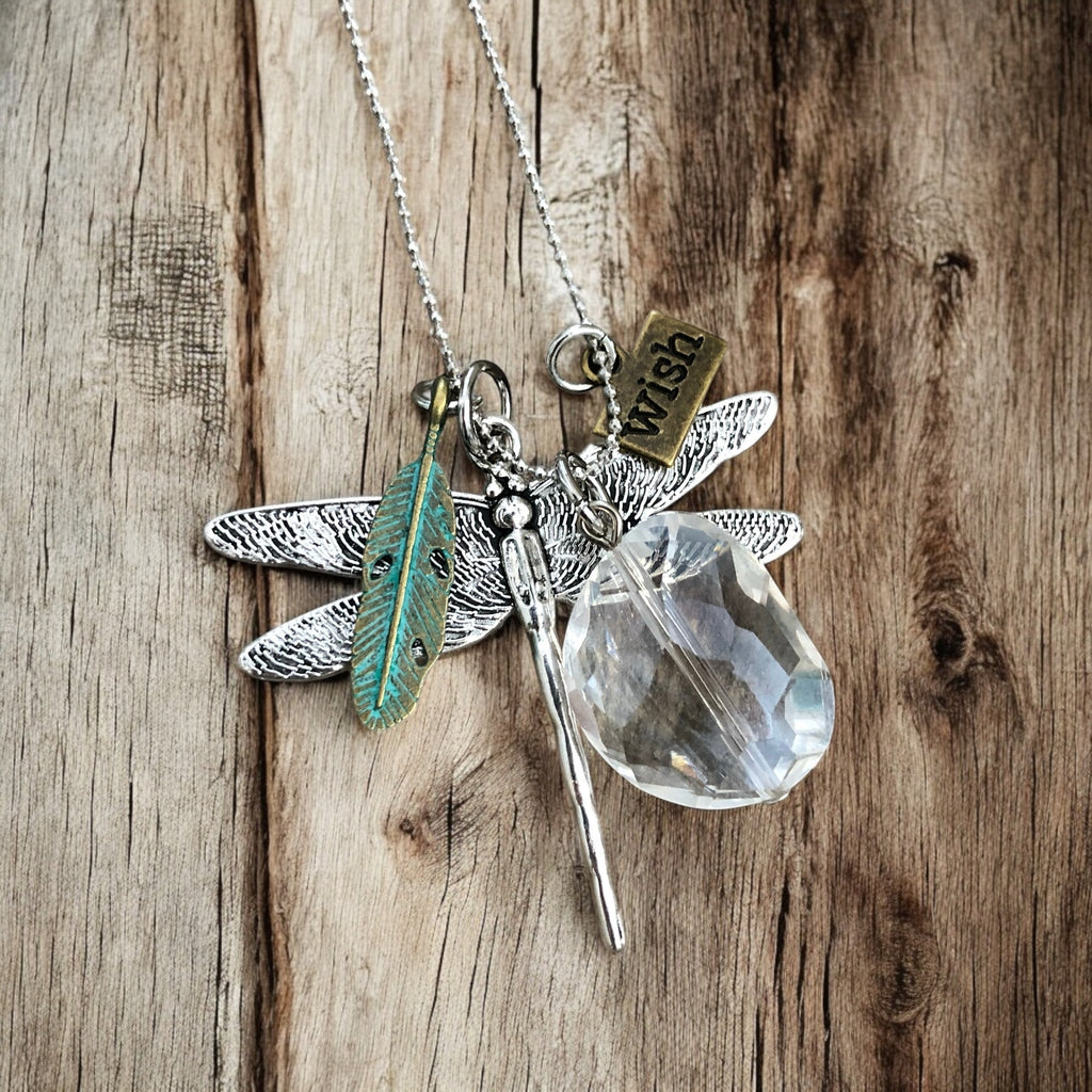 Dragonfly Crystal Wish Necklace