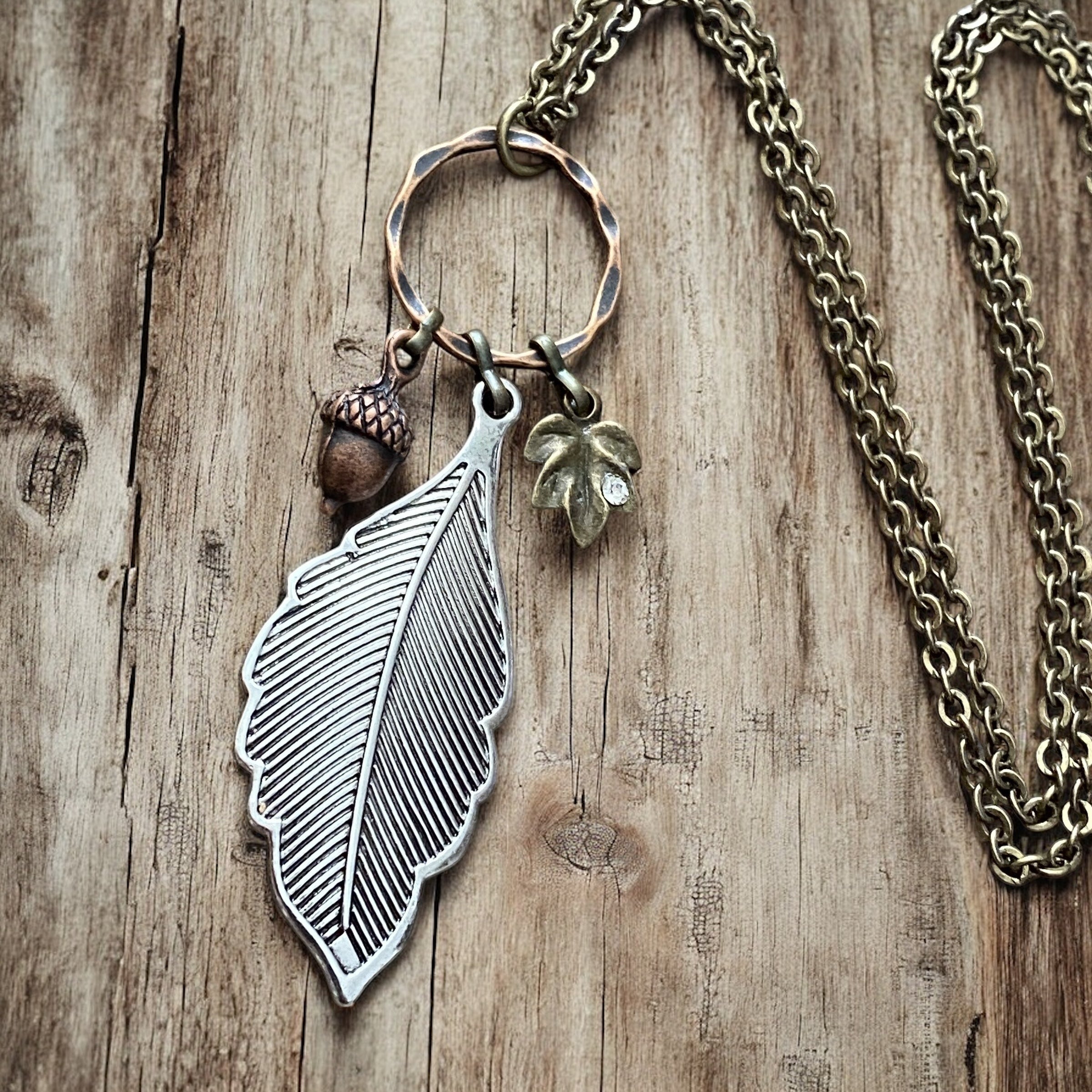 Mixed Metal Leaf Necklace