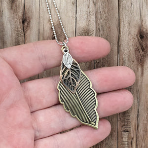 Antique Brass Feather Necklace