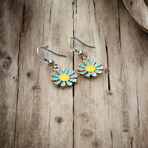 Blue Daisy Earrings