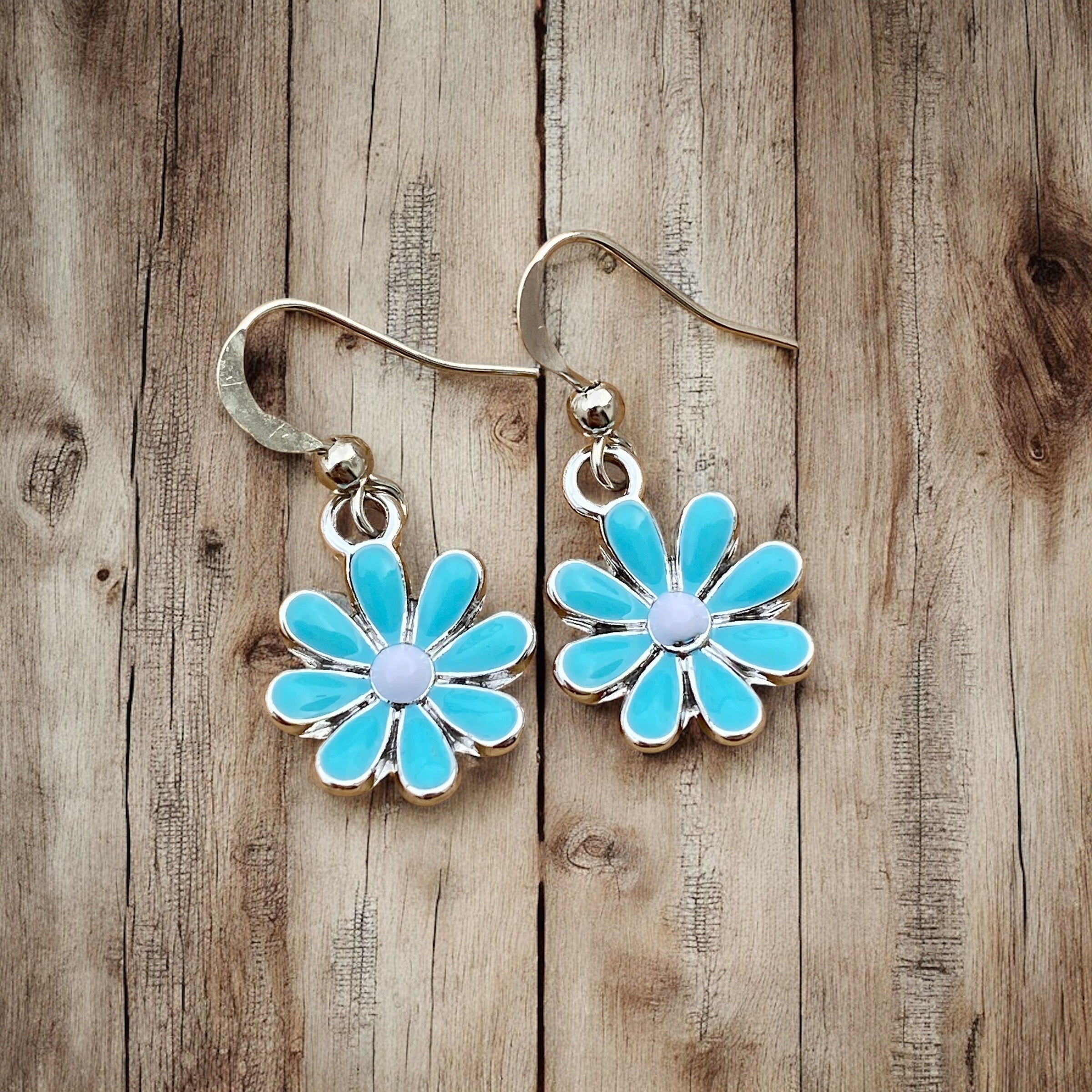 Enameled Flower Earrings