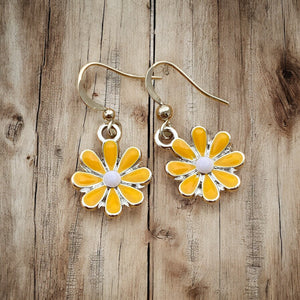 Enameled Flower Earrings