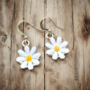 Enameled Flower Earrings