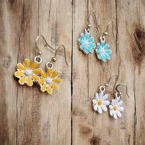 Enameled Flower Earrings