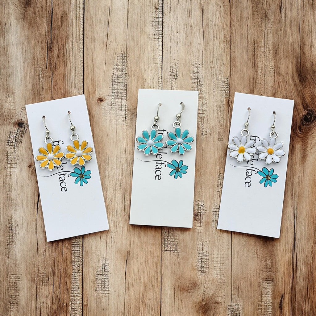 Enameled Flower Earrings