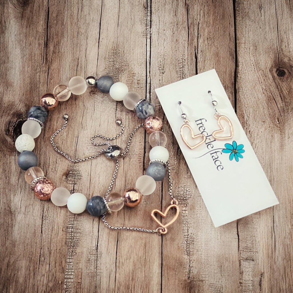 Rose gold Bracelet/Earrings Gift Set