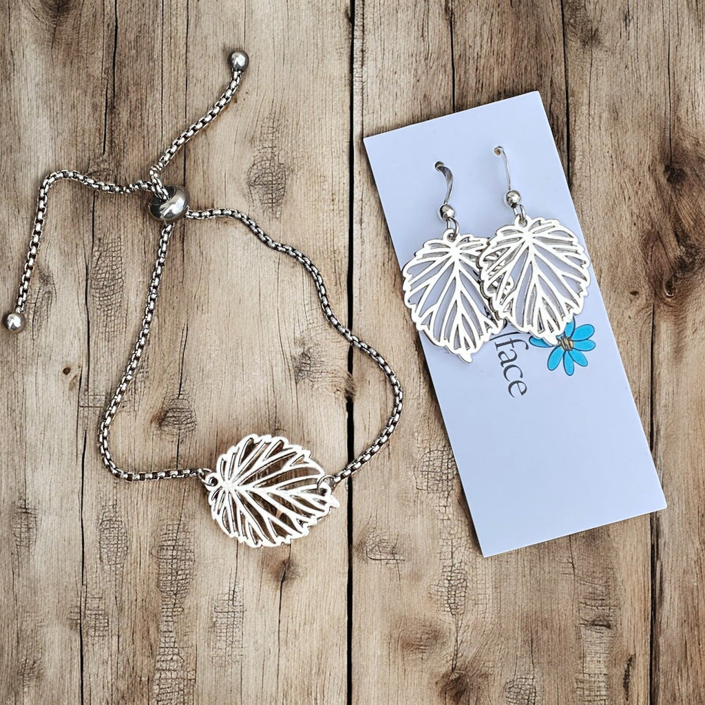 Leaf Bracelet & Earrings Set