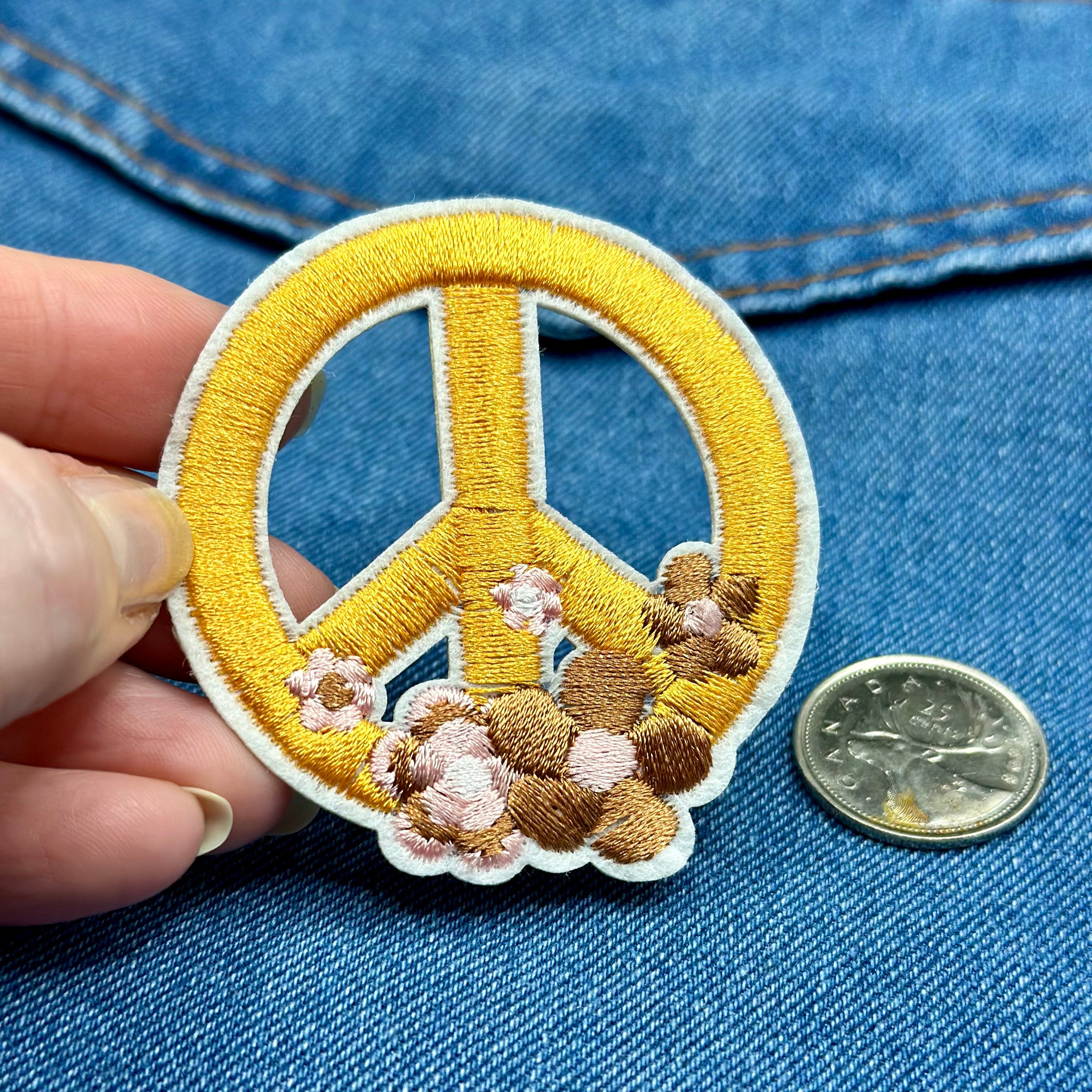 Iron On Patches - Peace Sign with Flowers