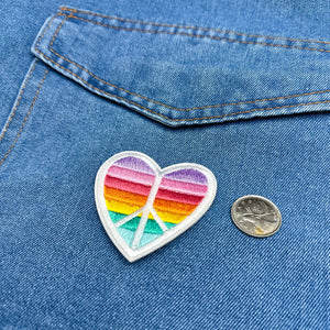 Iron On Patches - Peace Heart Pastel Rainbow