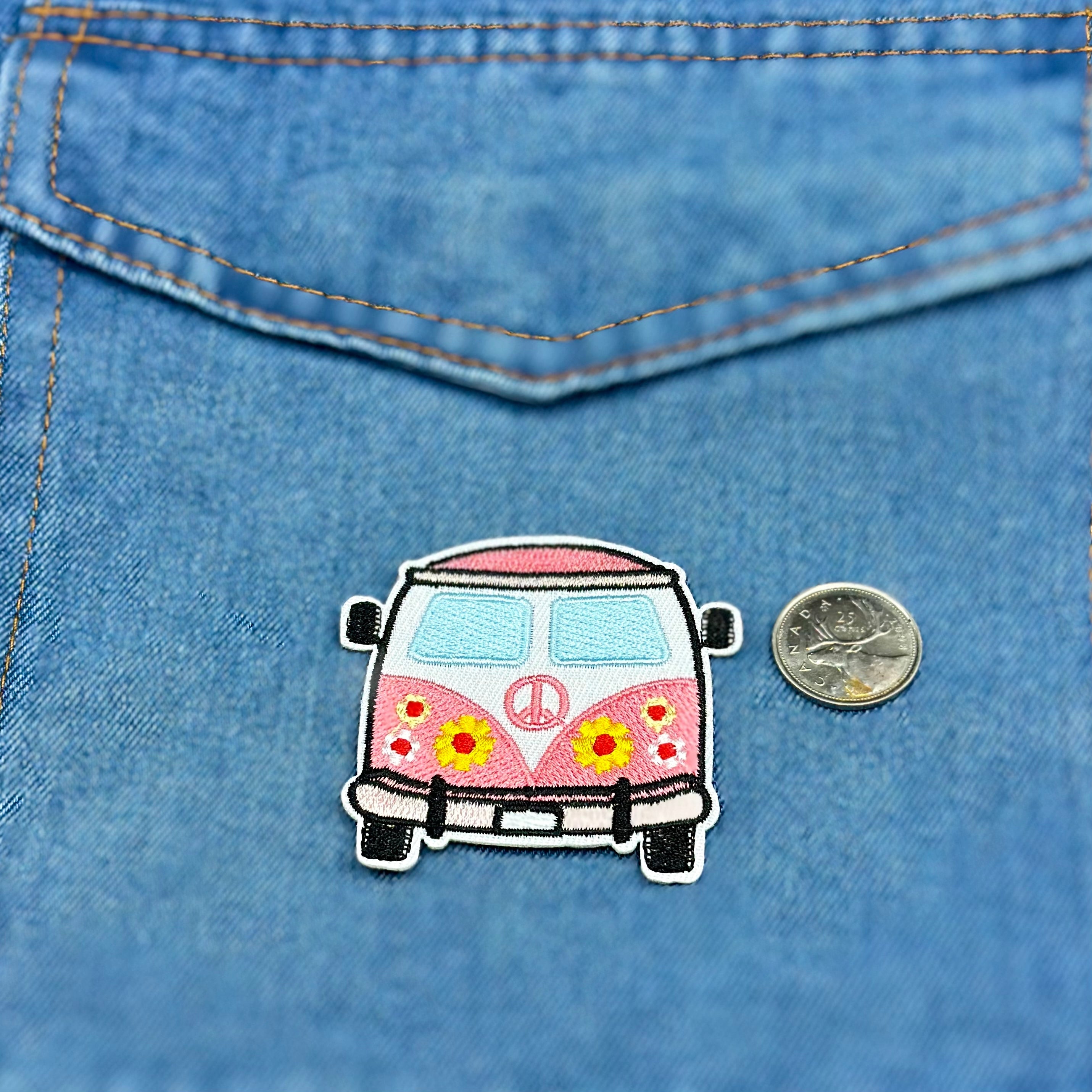 Iron On Patches - VW Van/Bus Pink