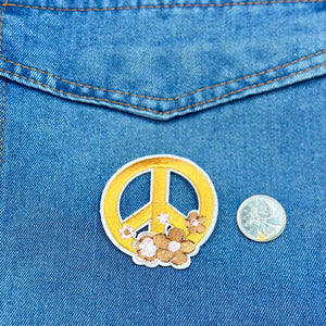 Iron On Patches - Peace Sign with Flowers