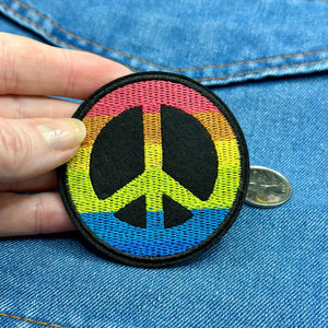 Iron On Patches - Rainbow Peace Sign