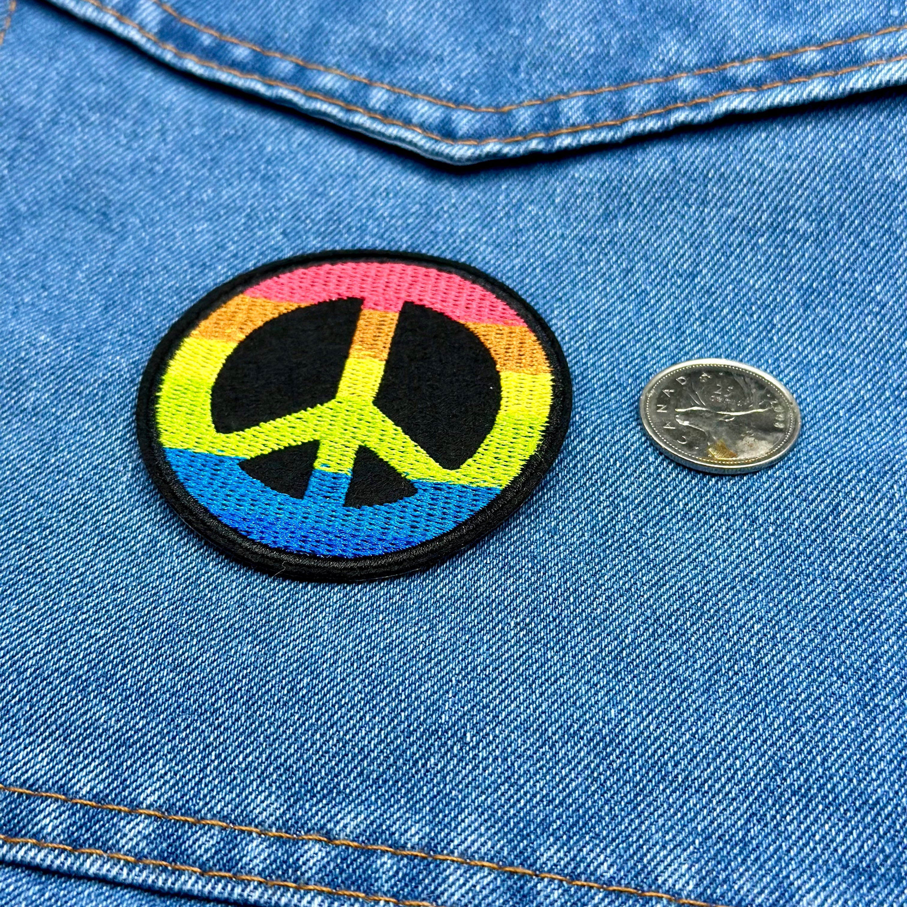 Iron On Patches - Rainbow Peace Sign