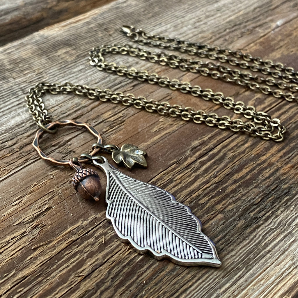 Mixed Metal Leaf Necklace